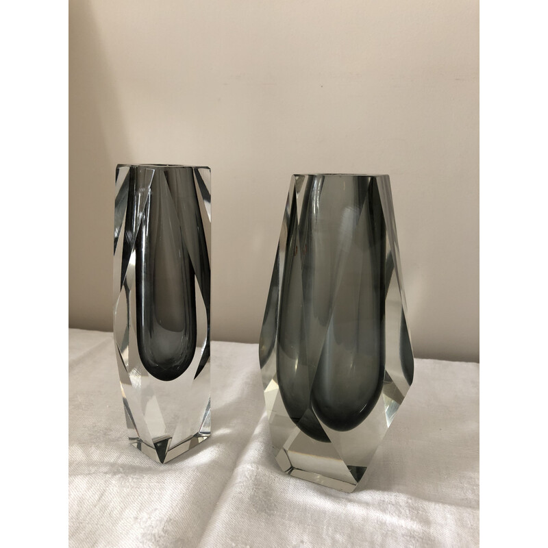 Suite de 2 vases en verre de Murano par Luigo Mandruzzato