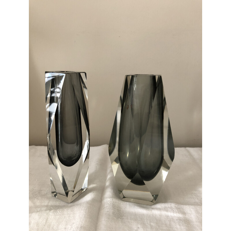 Set of 2 vintage vases glass of Murano by Luigo Mandruzzato vases