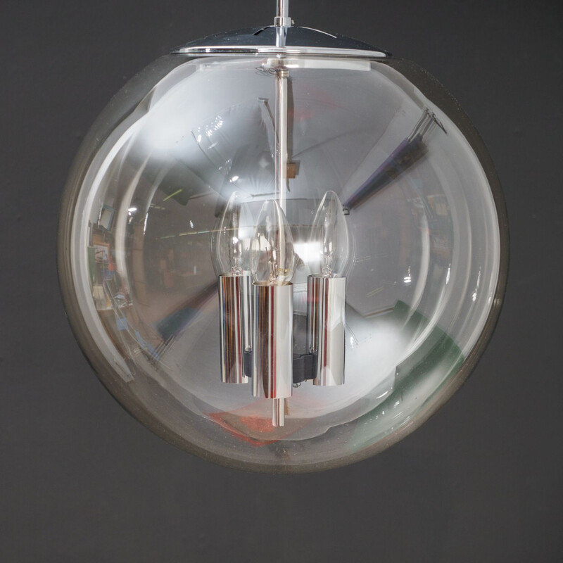 Vintage ceiling light in transparent glass by Limburg