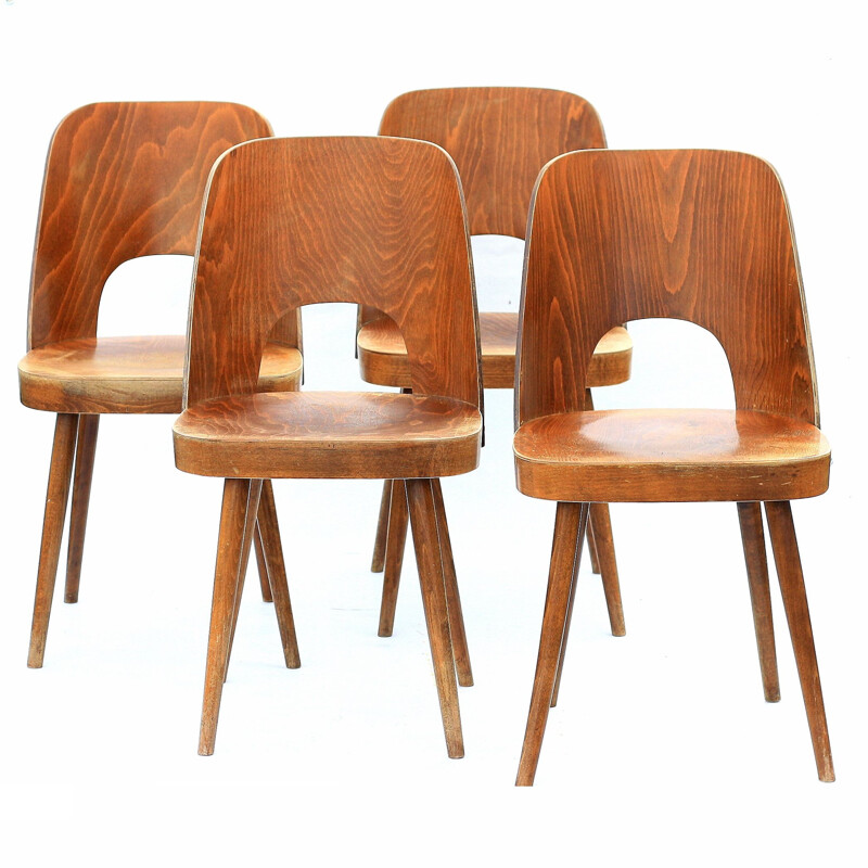 Set of 4 dining chairs by TON, model 515