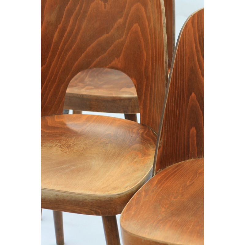 Suite de 4 chaises vintage par TON, modèle 515