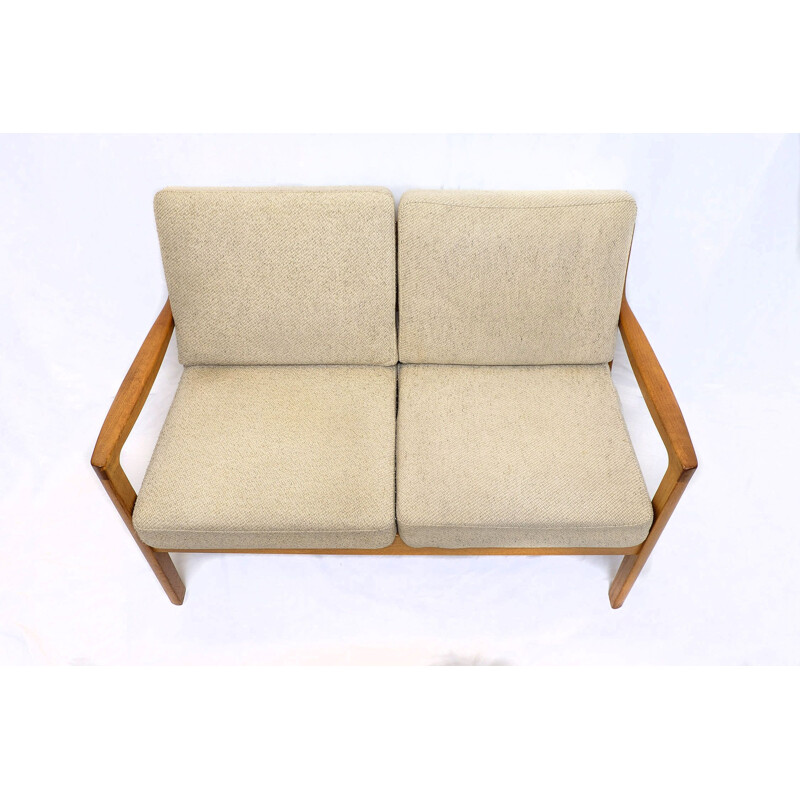 Senator sofa in teak and beige wool by Ole Wanscher