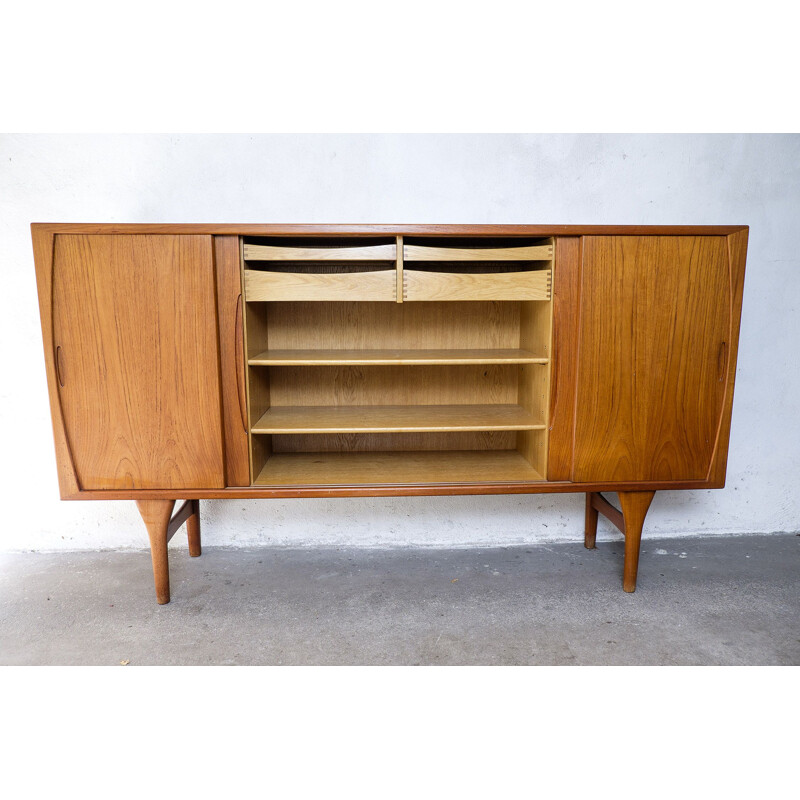 Vintage teak highboard by Henning Kjærnulf for Bruno Hansen