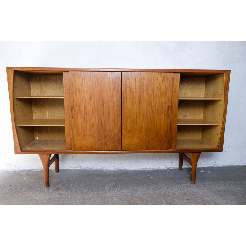 Vintage teak highboard by Henning Kjærnulf for Bruno Hansen