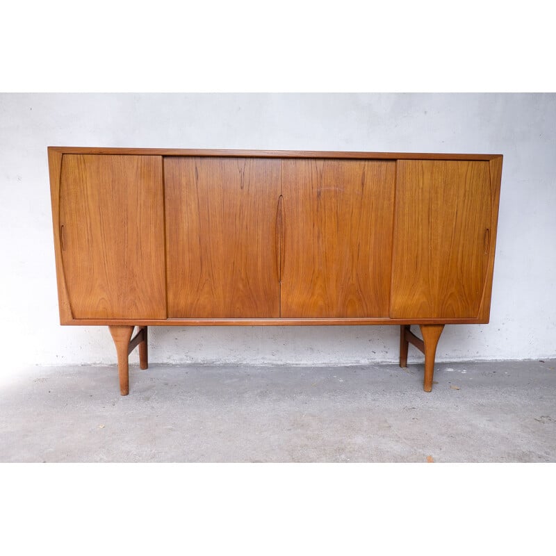 Vintage teak highboard by Henning Kjærnulf for Bruno Hansen