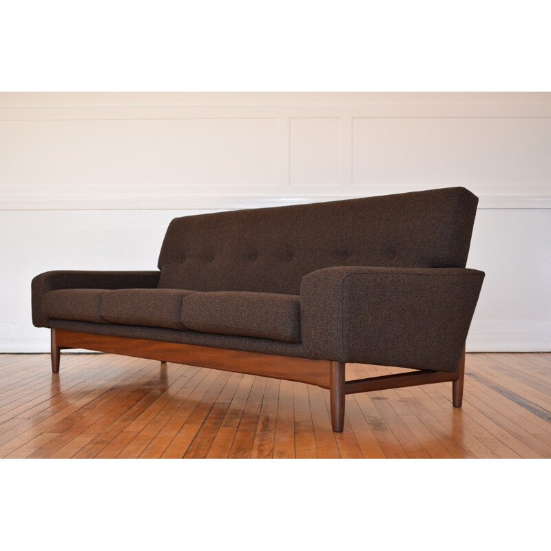 Vintage G Plan Sofa in teak and grey wool, Ib KOFOD LARSEN - 1960s