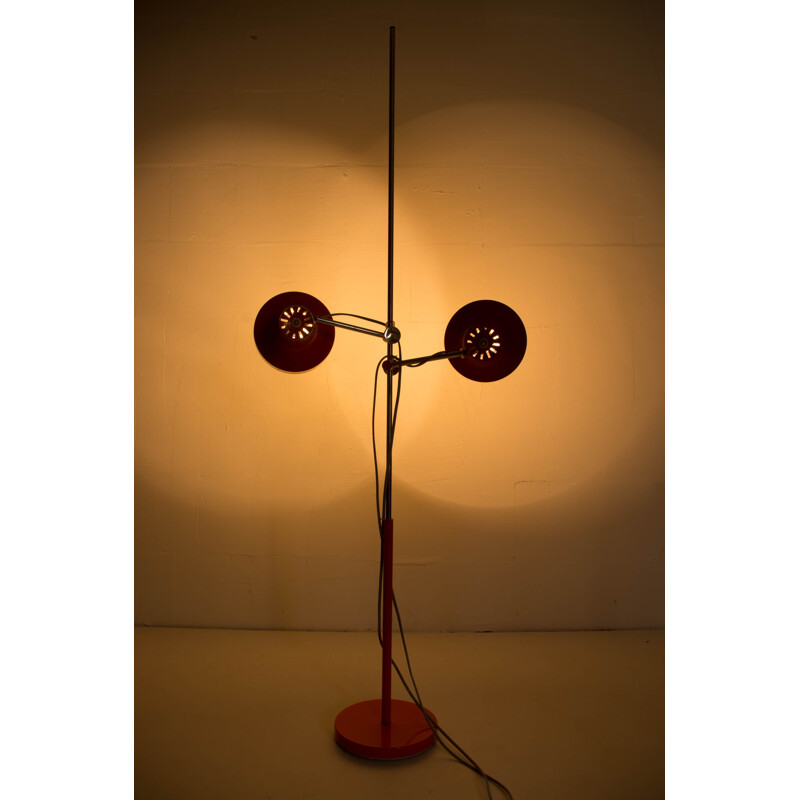 Lampadaire rouge vintage par Josef Hurka pour Napako