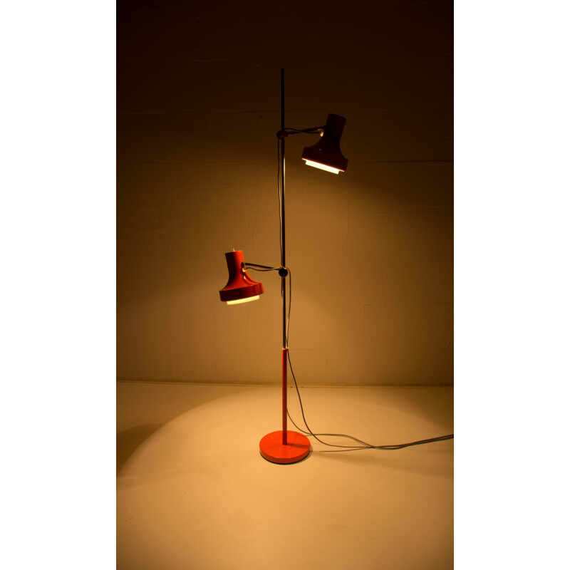 Lampadaire rouge vintage par Josef Hurka pour Napako
