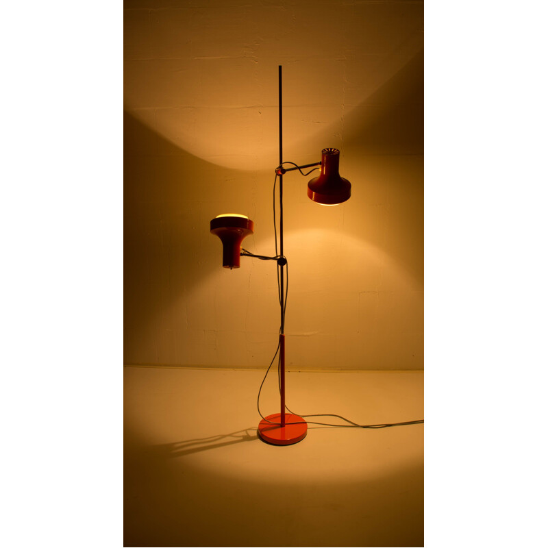 Lampadaire rouge vintage par Josef Hurka pour Napako