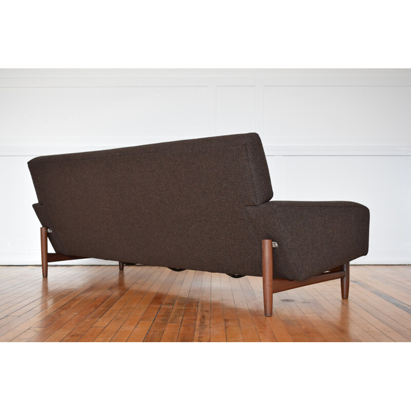 Vintage G Plan Sofa in teak and grey wool, Ib KOFOD LARSEN - 1960s