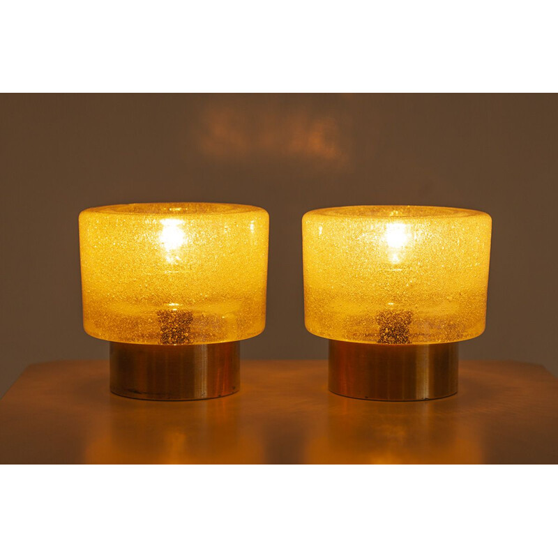 Vintage brass & glass table lamps from Peill & Putzler, 1970s, 