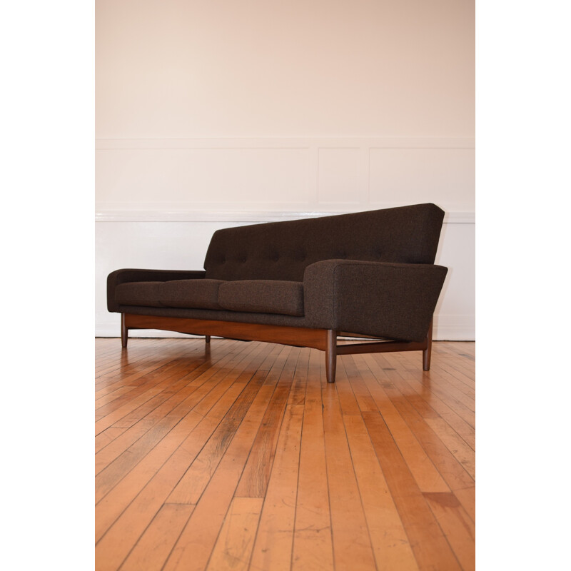 Vintage G Plan Sofa in teak and grey wool, Ib KOFOD LARSEN - 1960s