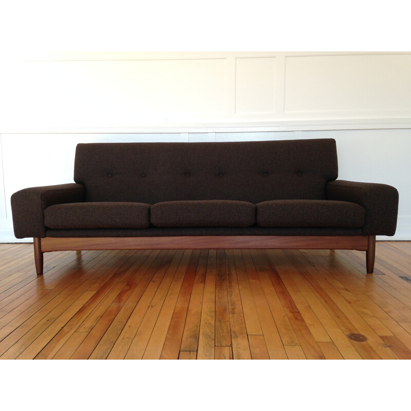 Vintage G Plan Sofa in teak and grey wool, Ib KOFOD LARSEN - 1960s