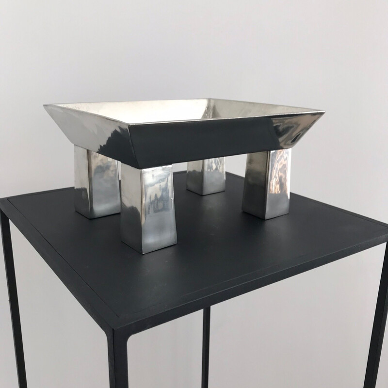 Vintage hammered pewter table centerpiece by Ettore Sottsass for Metallia Sérafino Zani, 1999