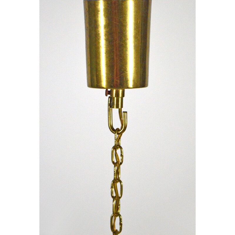 Vintage Hanging Lamp in opal and brass, Italy 1950s