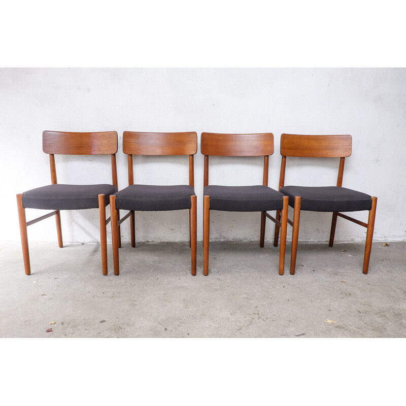 Vintage set of 4 Danish Teak Dining Chairs 1950s 