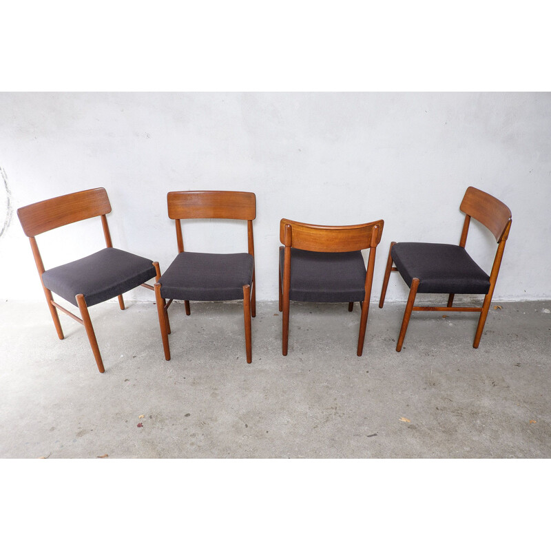 Vintage set of 4 Danish Teak Dining Chairs 1950s 