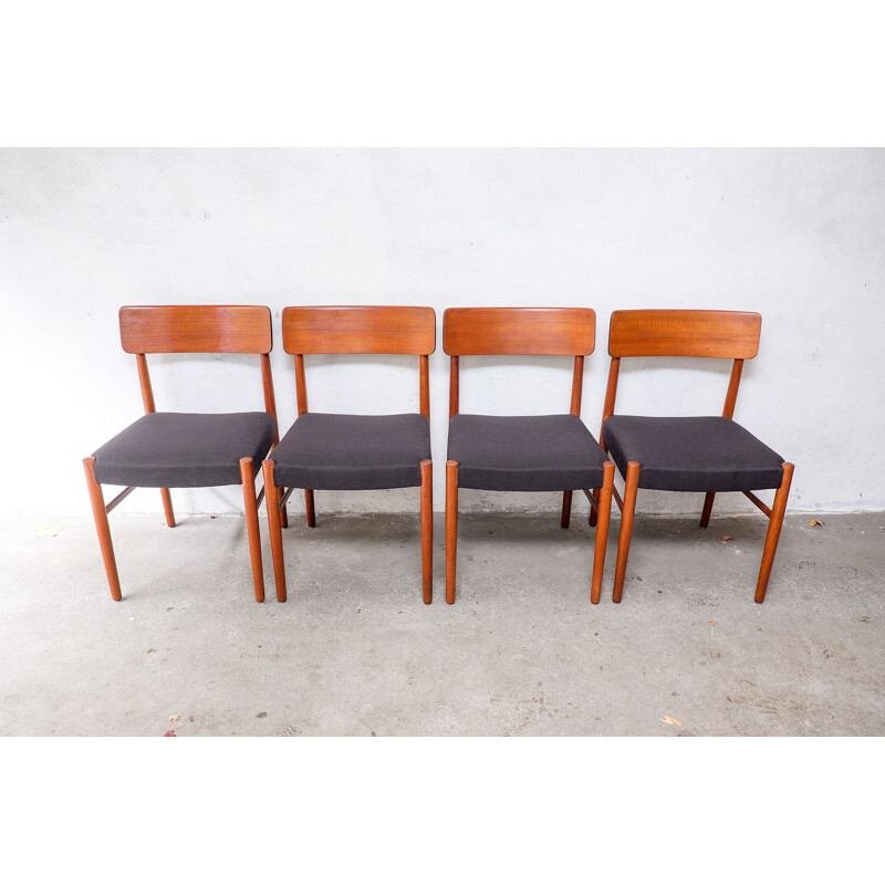 Vintage set of 4 Danish Teak Dining Chairs 1950s 