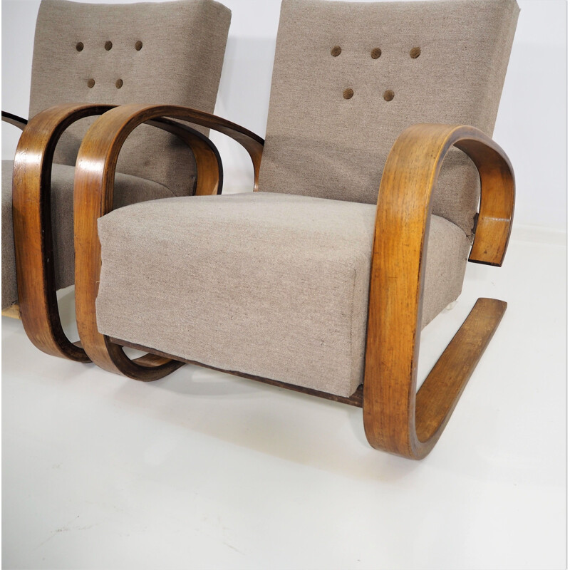 Vintage set of 2 Cantilever Armchairs by Miroslav Navratil, 1930s