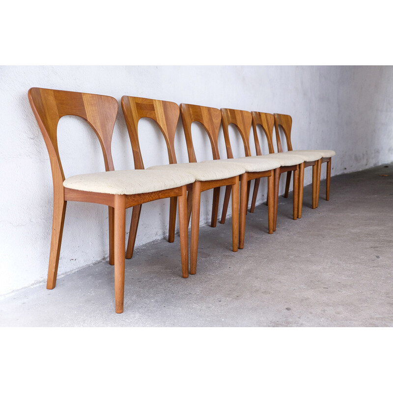Vintage Set of 6 Dining Chairs Model Peter in Teak by Niels Koefoed for Koefoeds Hornsled, 1960s