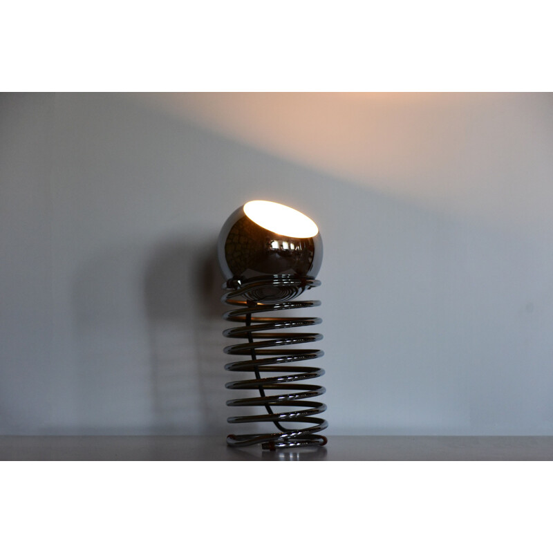 Lampe de table spirale vintage en métal plaqué chromé 1970