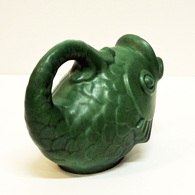 Vintage fish pot by Michael Andersen in green ceramic 1970s