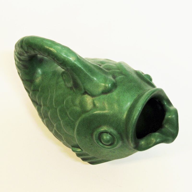 Vintage fish pot by Michael Andersen in green ceramic 1970s