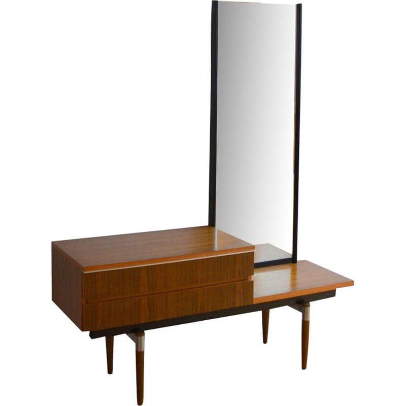 Vintage Dressing Table in wood with large mirror, Belgium, 1960s 1970s