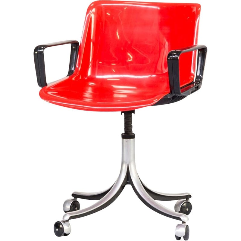 Vintage Modus red desk chair for Tecno and by Osvaldo Borsani 1970s