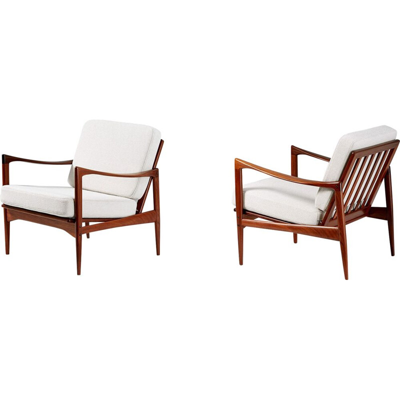 Vintage pair of "Candidate" chairs by Ib Kofod-Larsen in teak, 1960s