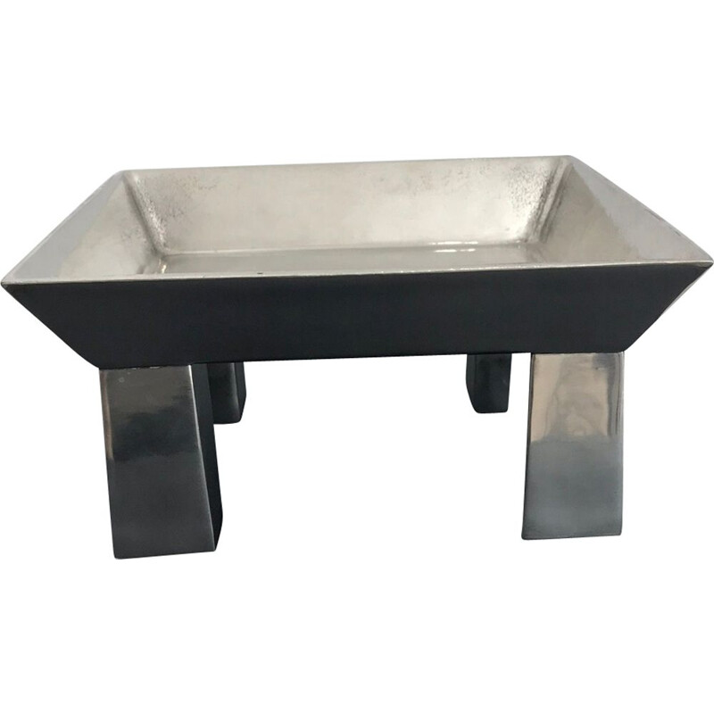 Vintage hammered pewter table centerpiece by Ettore Sottsass for Metallia Sérafino Zani, 1999