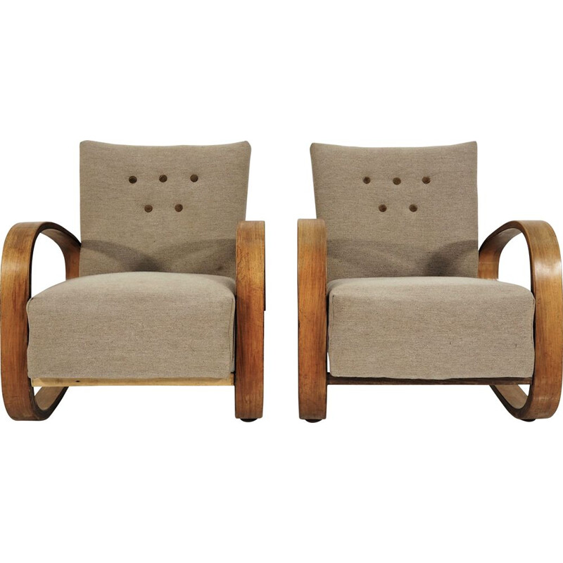 Vintage set of 2 Cantilever Armchairs by Miroslav Navratil, 1930s