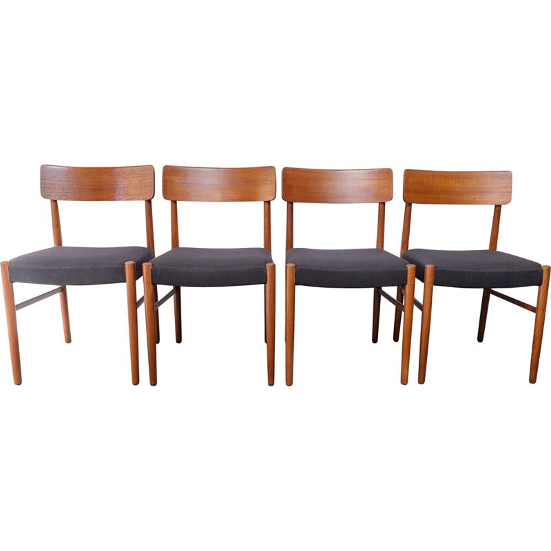 Vintage set of 4 Danish Teak Dining Chairs 1950s 