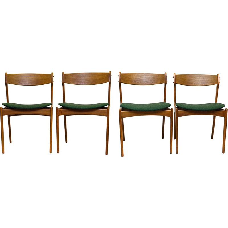 Suite de 4 chaises vintage, modèle 49 en teck par Erik Buch, 1960