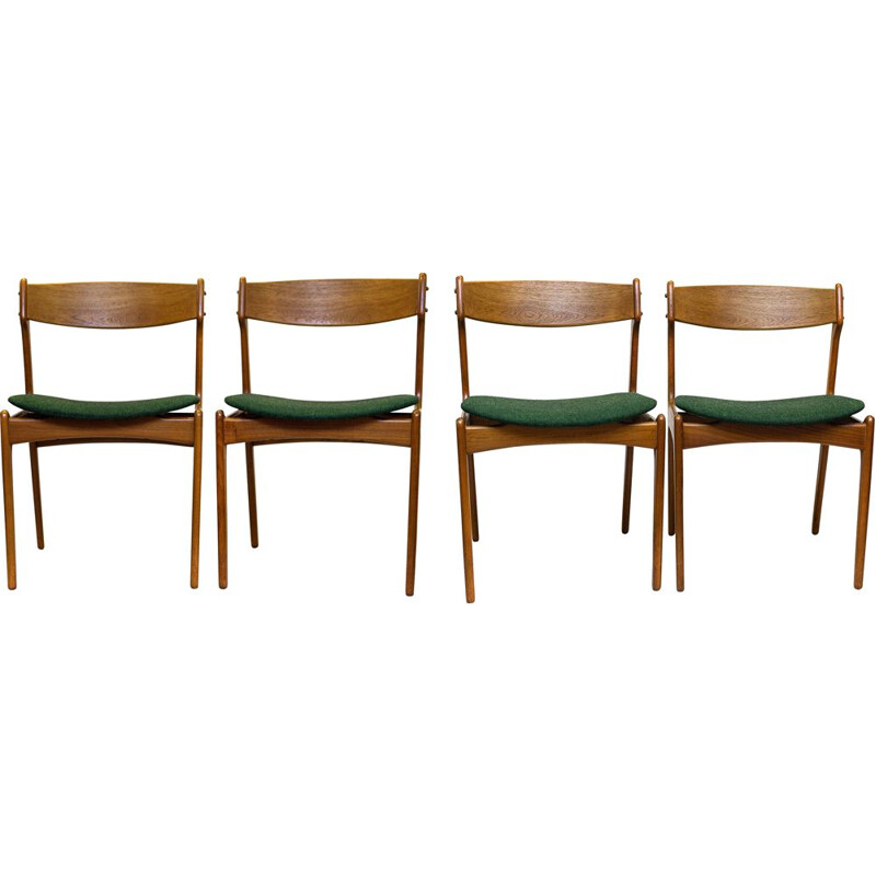 Vintage Set of 4 Dining Chairs, Model 49 in Teak by Erik Buch, 1960