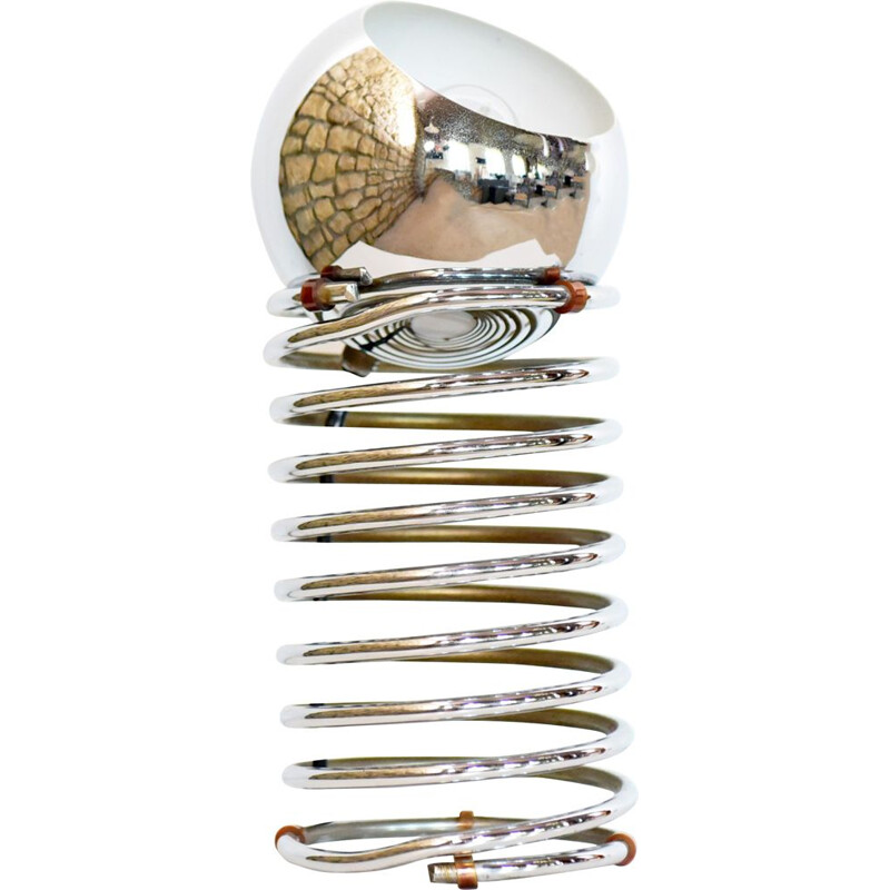 Vintage spiral table lamp in chrome plated metal 1970