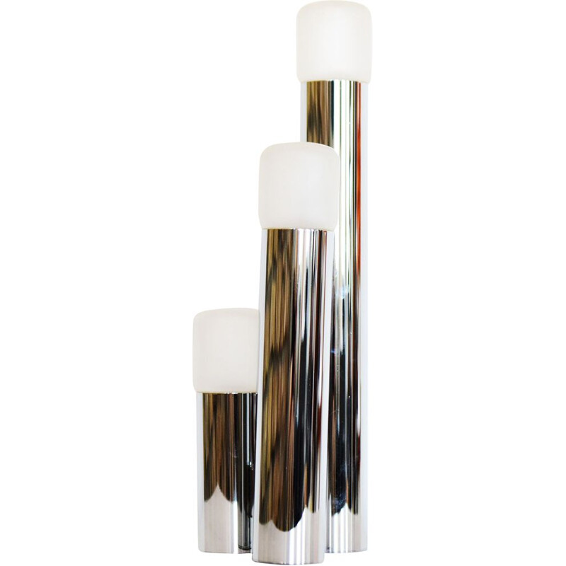 Vintage tubular table lamp in chrome plated metal 1970s