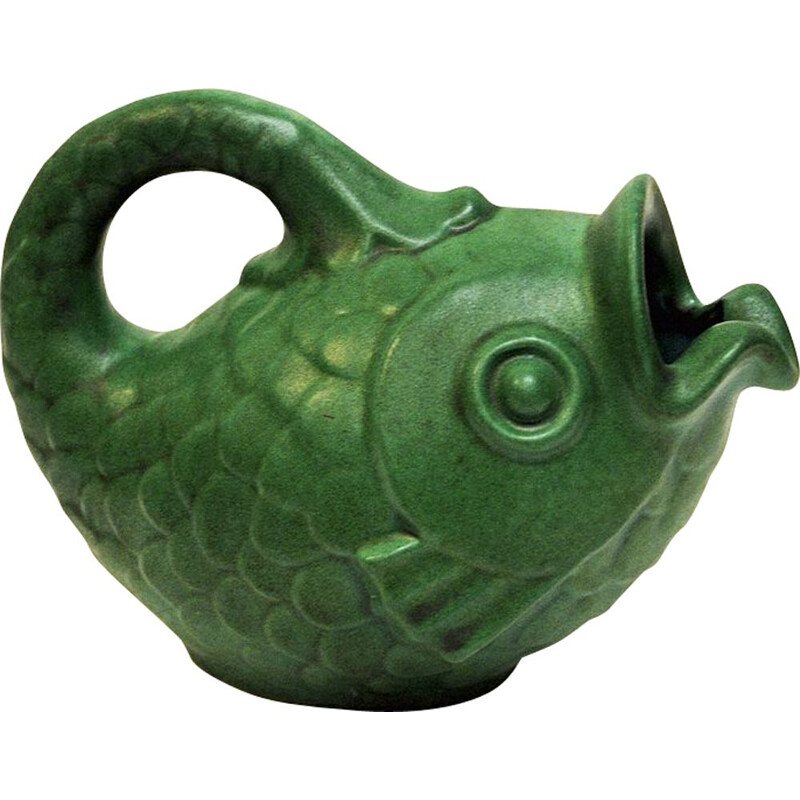 Vintage fish pot by Michael Andersen in green ceramic 1970s