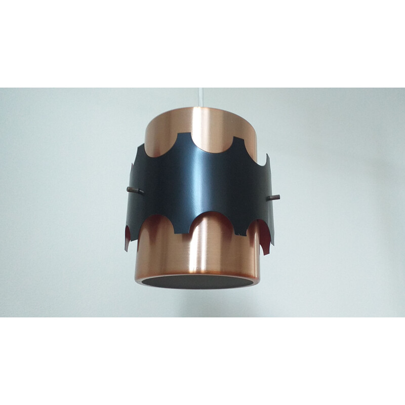 Vintage pendant light in copper and black by Jo Hammerborg, Denmark, 1970s