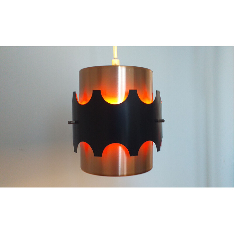 Vintage pendant light in copper and black by Jo Hammerborg, Denmark, 1970s