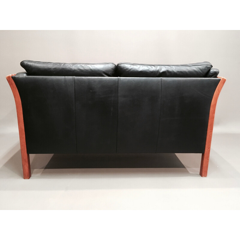 Vintage Scandinavian sofa in black leather