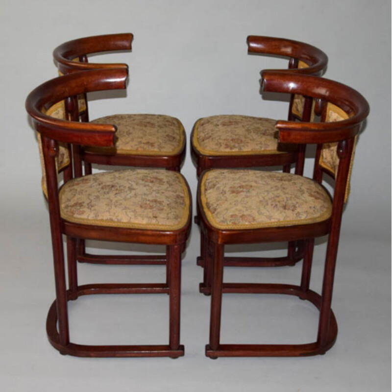 Suite de 4 cadeiras de secessão vintage por Josef Hoffmann para Thonet