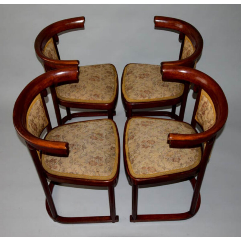Suite de 4 cadeiras de secessão vintage por Josef Hoffmann para Thonet