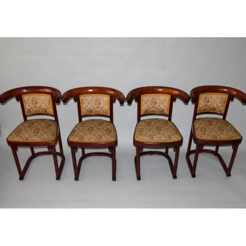 Conjunto de 4 sillas vintage de la Secesión de Josef Hoffmann para Thonet