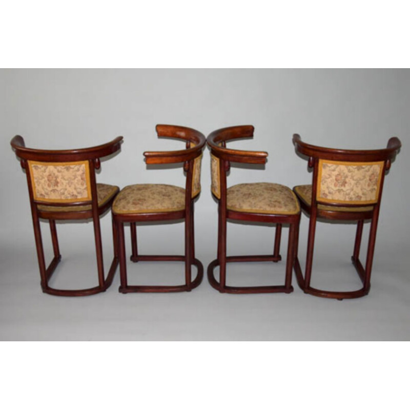 Suite di 4 sedie vintage della Secessione di Josef Hoffmann per Thonet