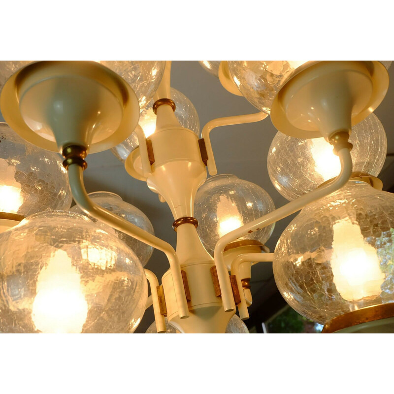 German vintage chandelier in glass and brass