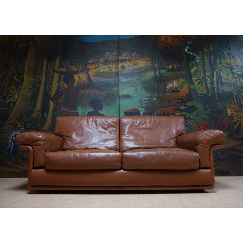 Vintage 2-seater sofa in brown leather by De Sede