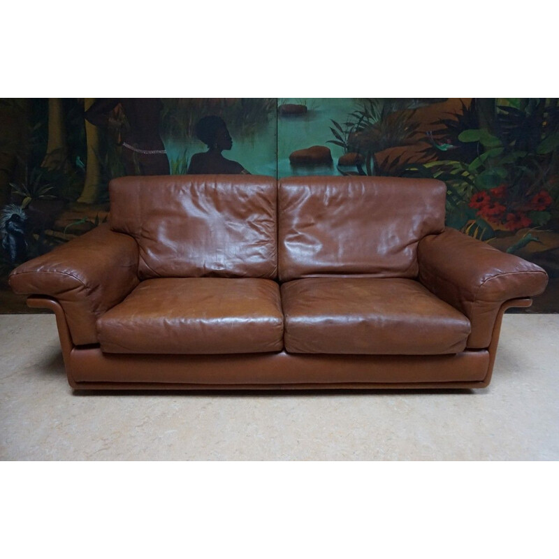 Vintage 2-seater sofa in brown leather by De Sede