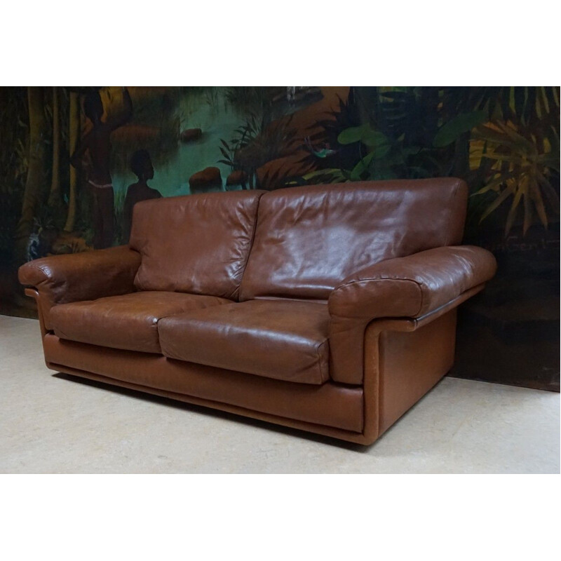 Vintage 2-seater sofa in brown leather by De Sede