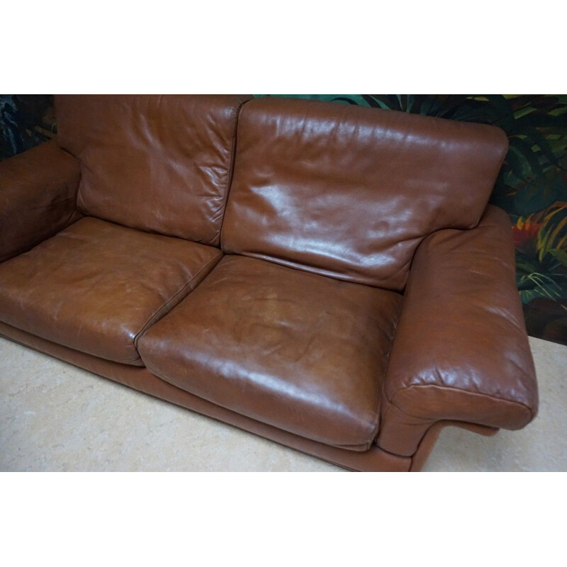 Vintage 2-seater sofa in brown leather by De Sede